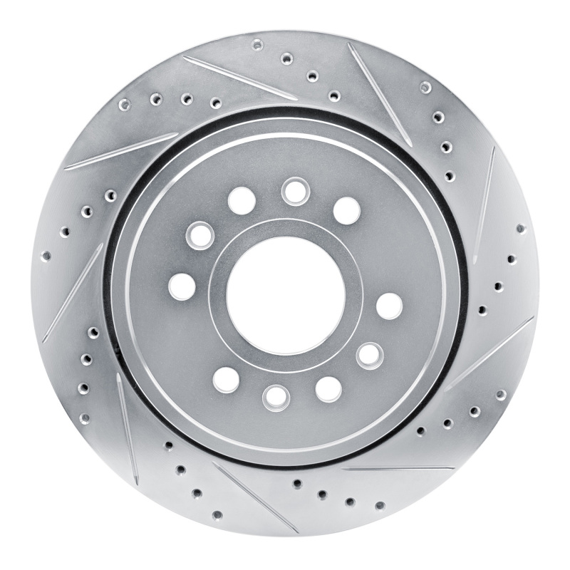 Jeep Grand Wagoneer Brake Rotor (1) - Rear Right - R1 Concepts - Drilled & Slotted - Silver - `21-`25